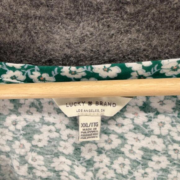 Lucky Brand T-Shirt Women 2XL Green Floral Short Sleeve Round Neck Casual - Picture 3 of 7